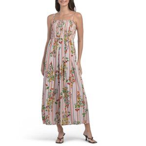 US TOGETHER Red Multi Smocked Top Printed Jumpsuit